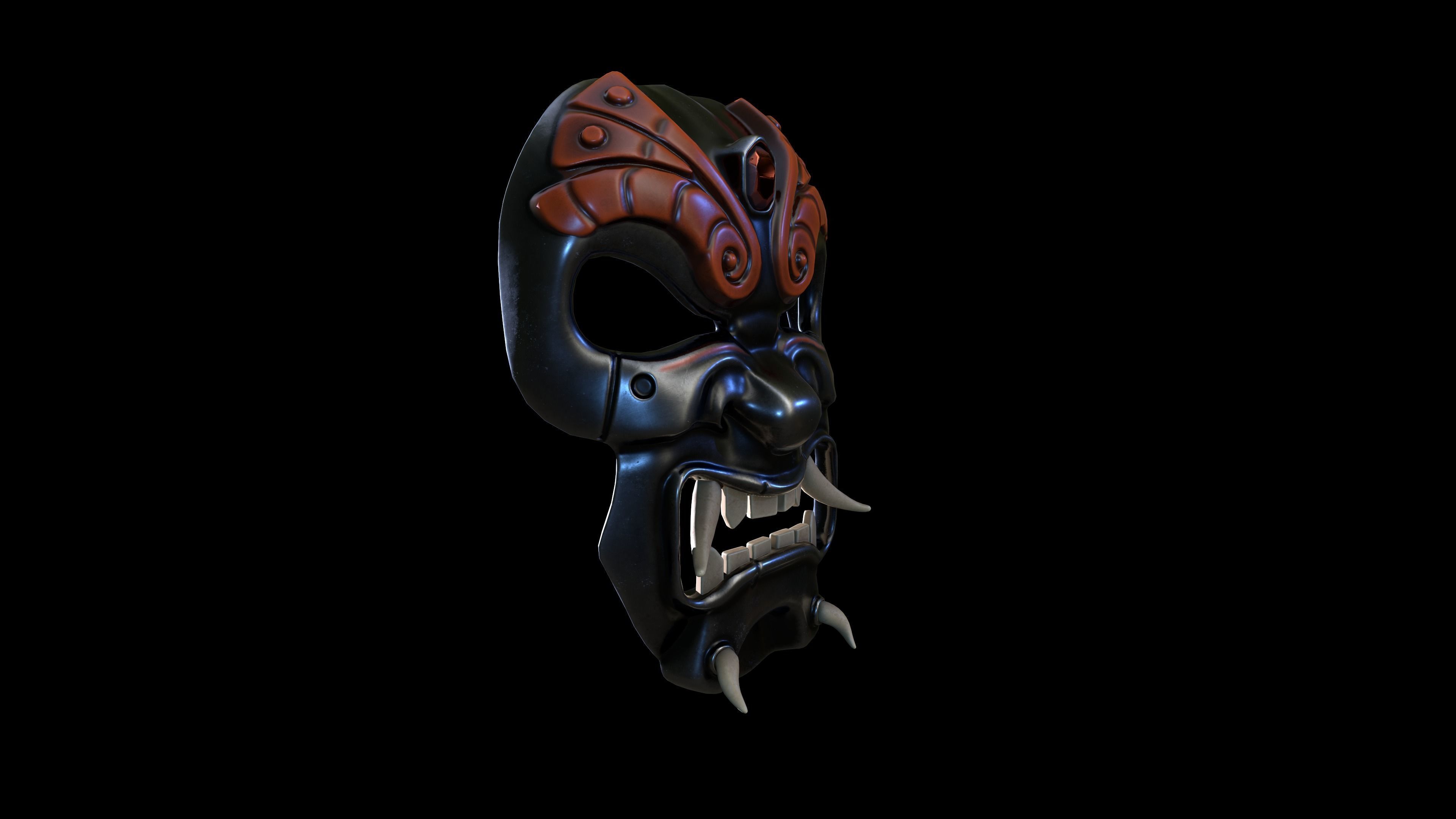Samurai-mask asian mask Low-poly 3D model_8
