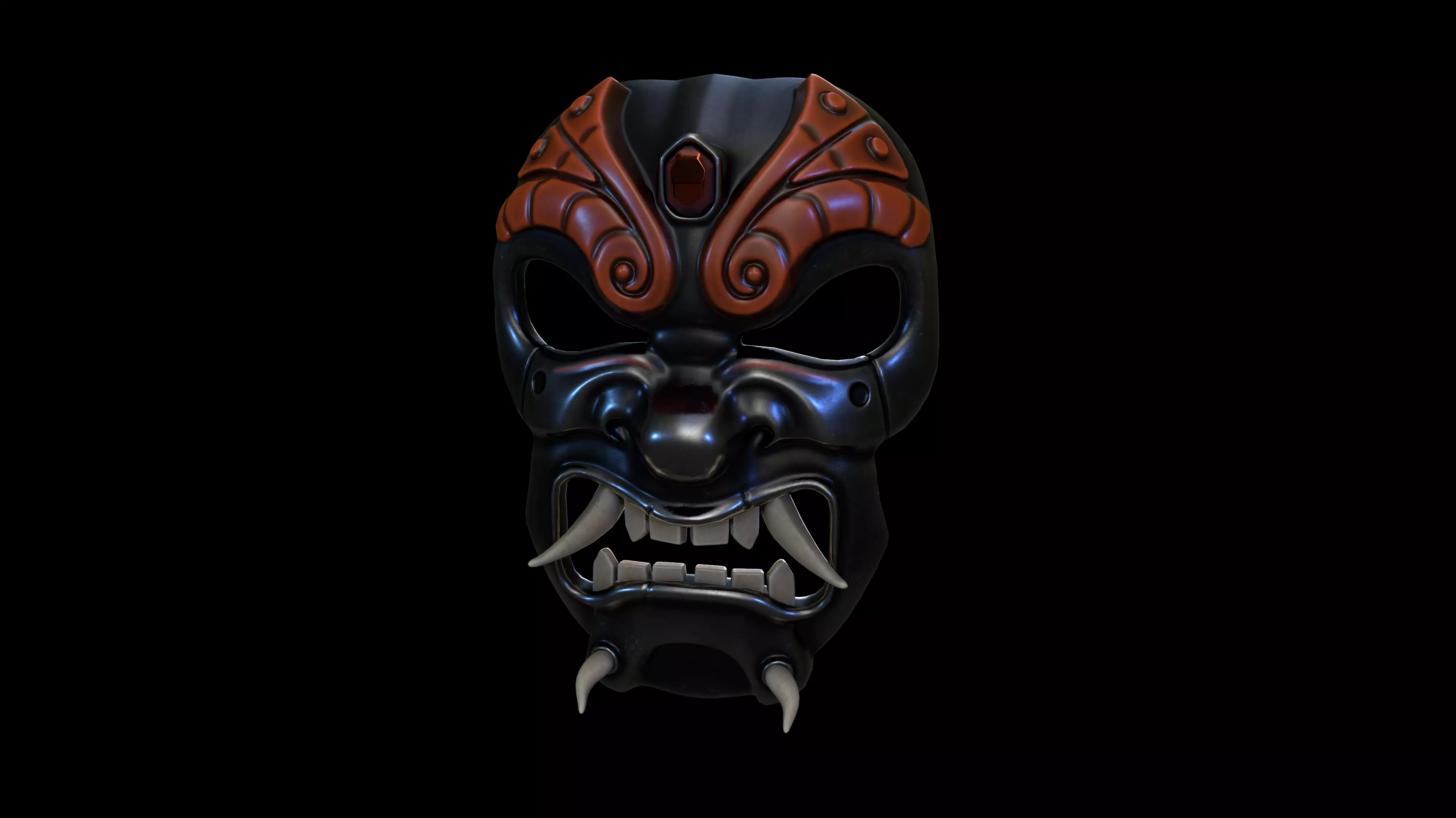 Samurai-mask asian mask Low-poly 3D model_0