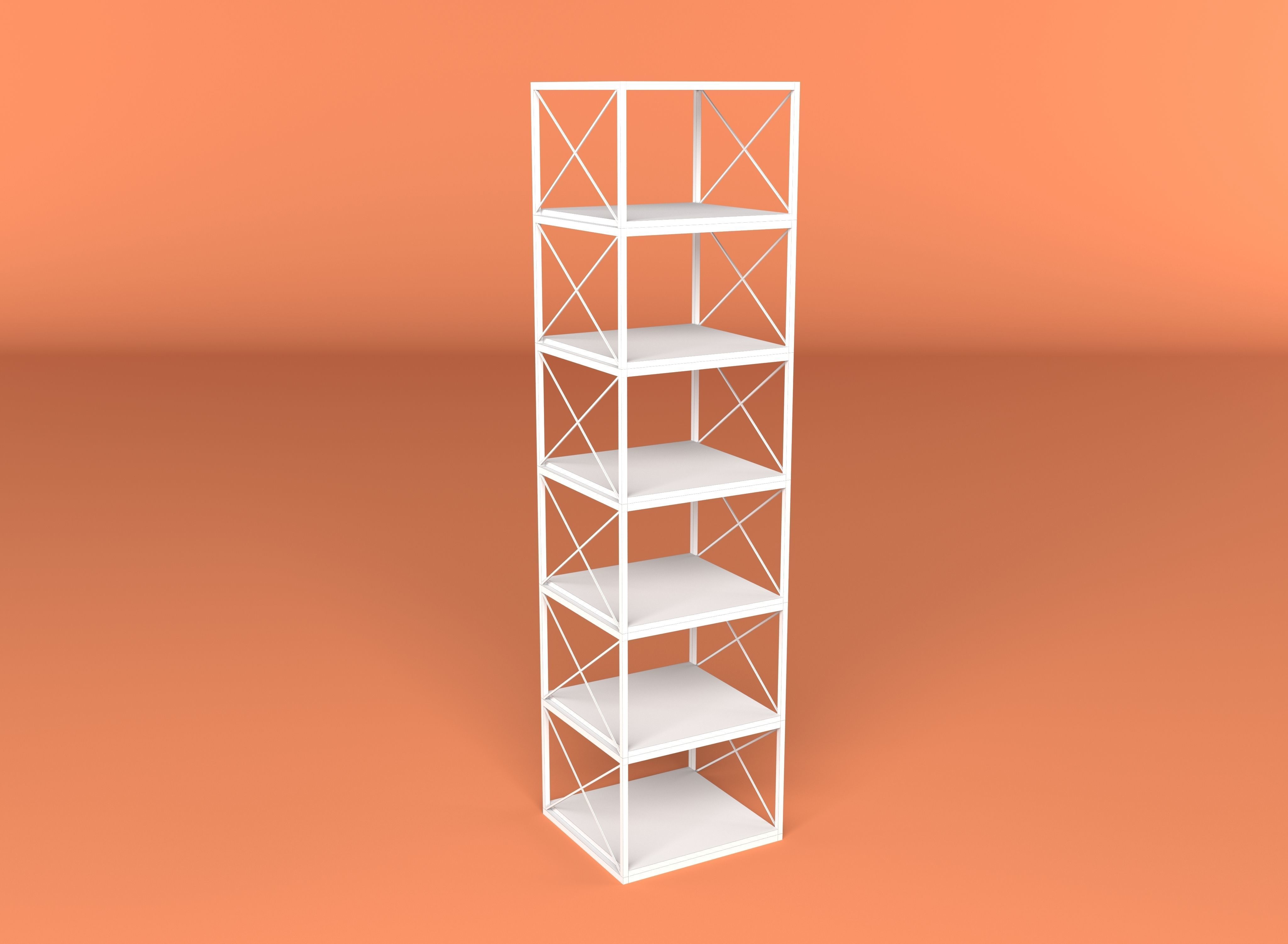 Industrial Style Bookshelf 3D model_4