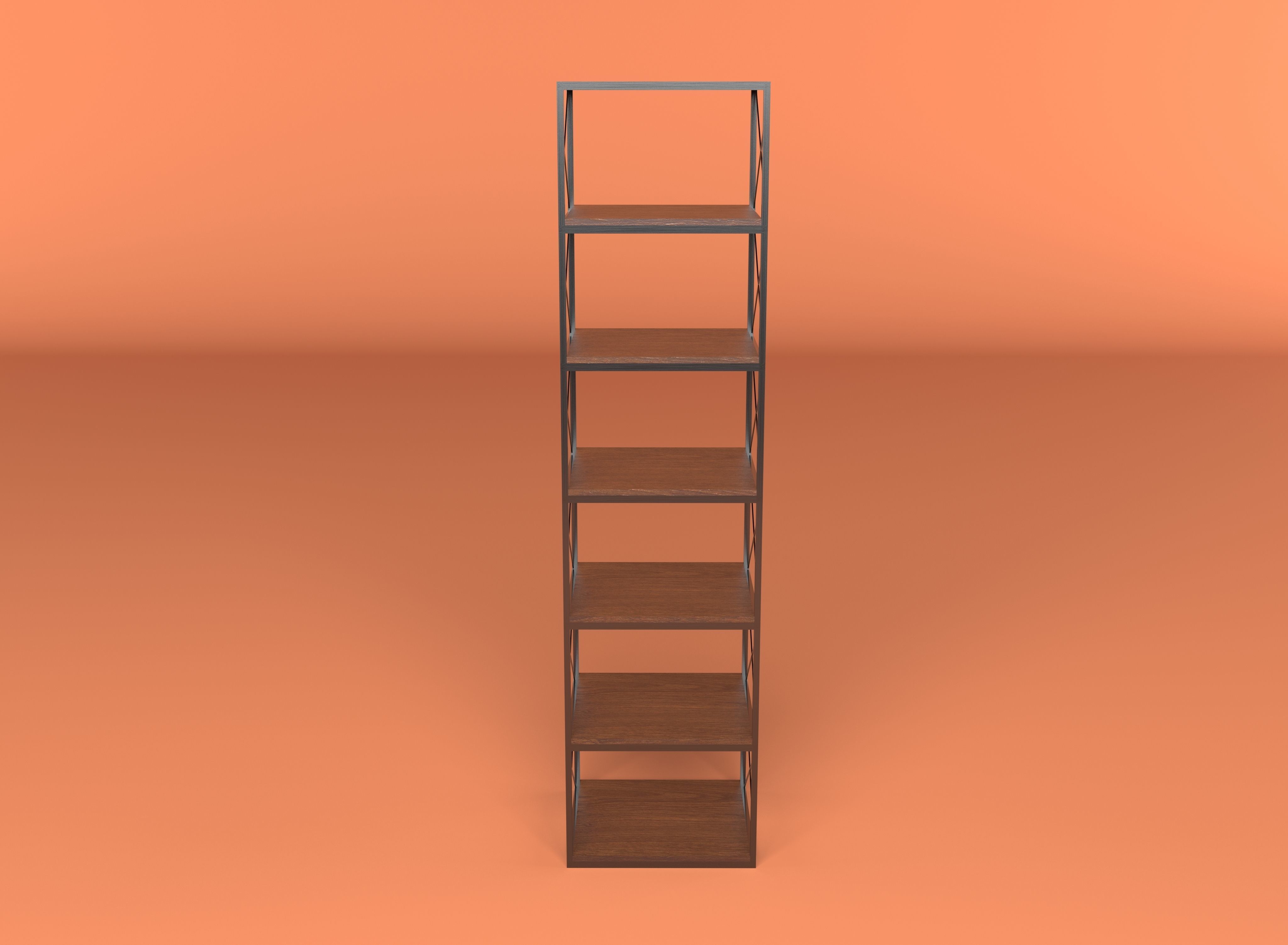 Industrial Style Bookshelf 3D model_1