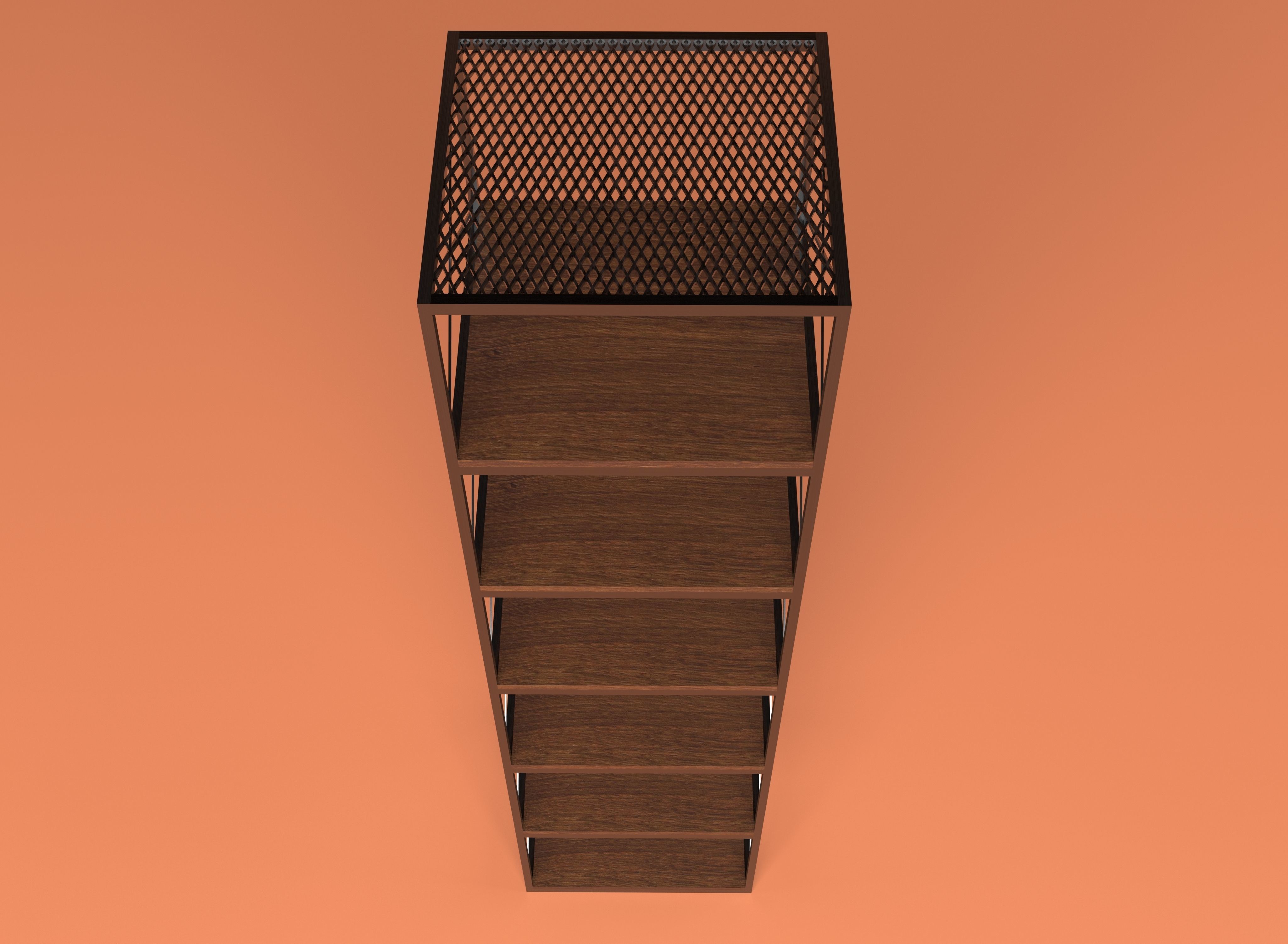 Industrial Style Bookshelf 3D model_3