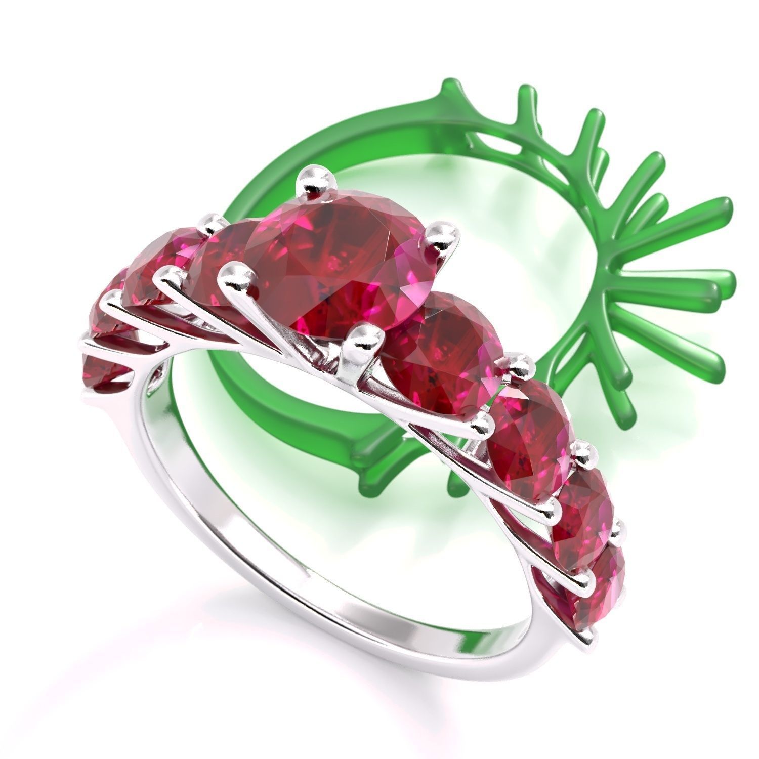 Round stone diamond engagament ring set 3D Model Collection_4