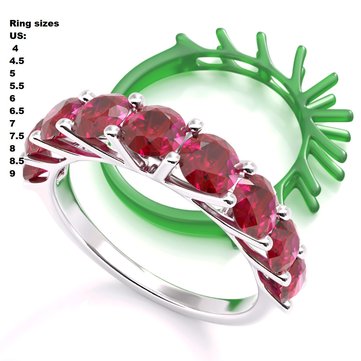 Round stone diamond engagament ring set 3D Model Collection_1