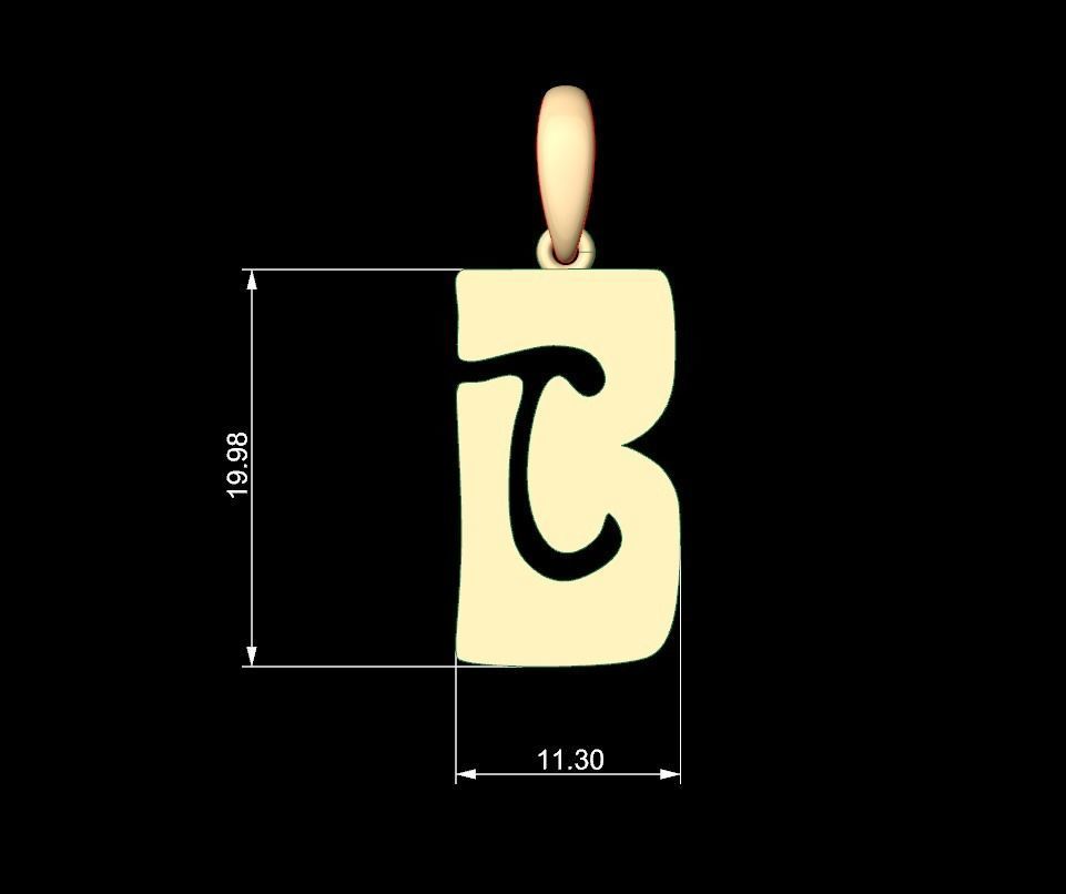 Initial Letters Pendant Gruvilicious B 3D print model_4