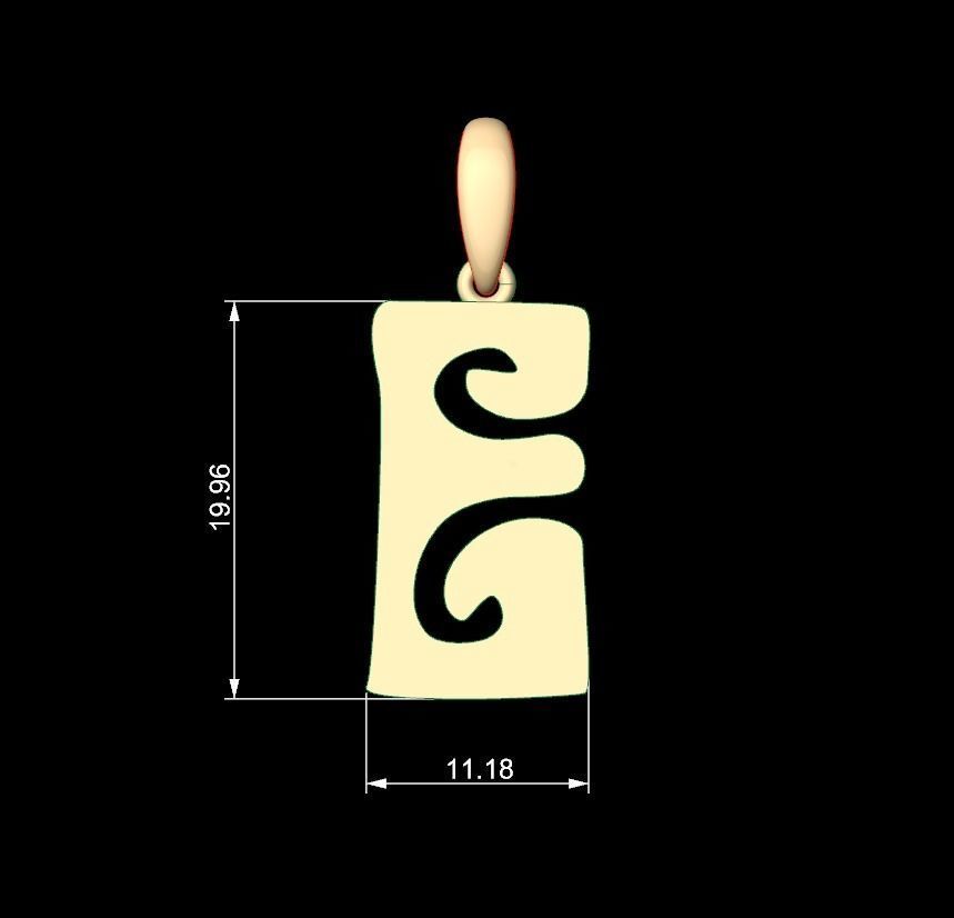 Initial Letters Pendant Gruvilicious E 3D print model_5