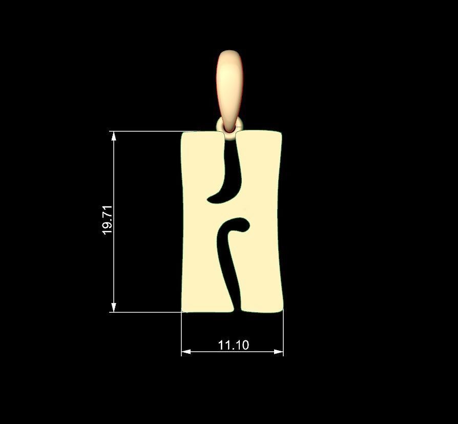 Initial Letters Pendant Gruvilicious H 3D print model_4