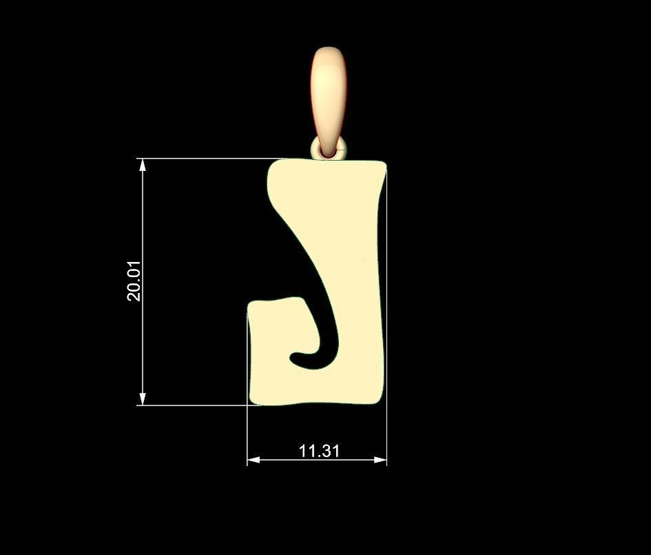 Initial Letters Pendant Gruvilicious J 3D print model_4