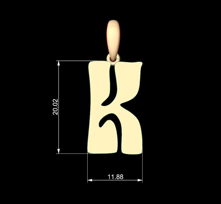 Initial Letters Pendant Gruvilicious K 3D print model_4