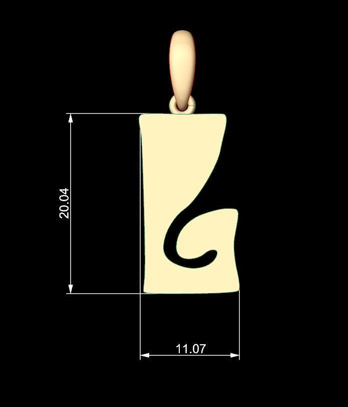 Initial Letters Pendant Gruvilicious L 3D print model_4