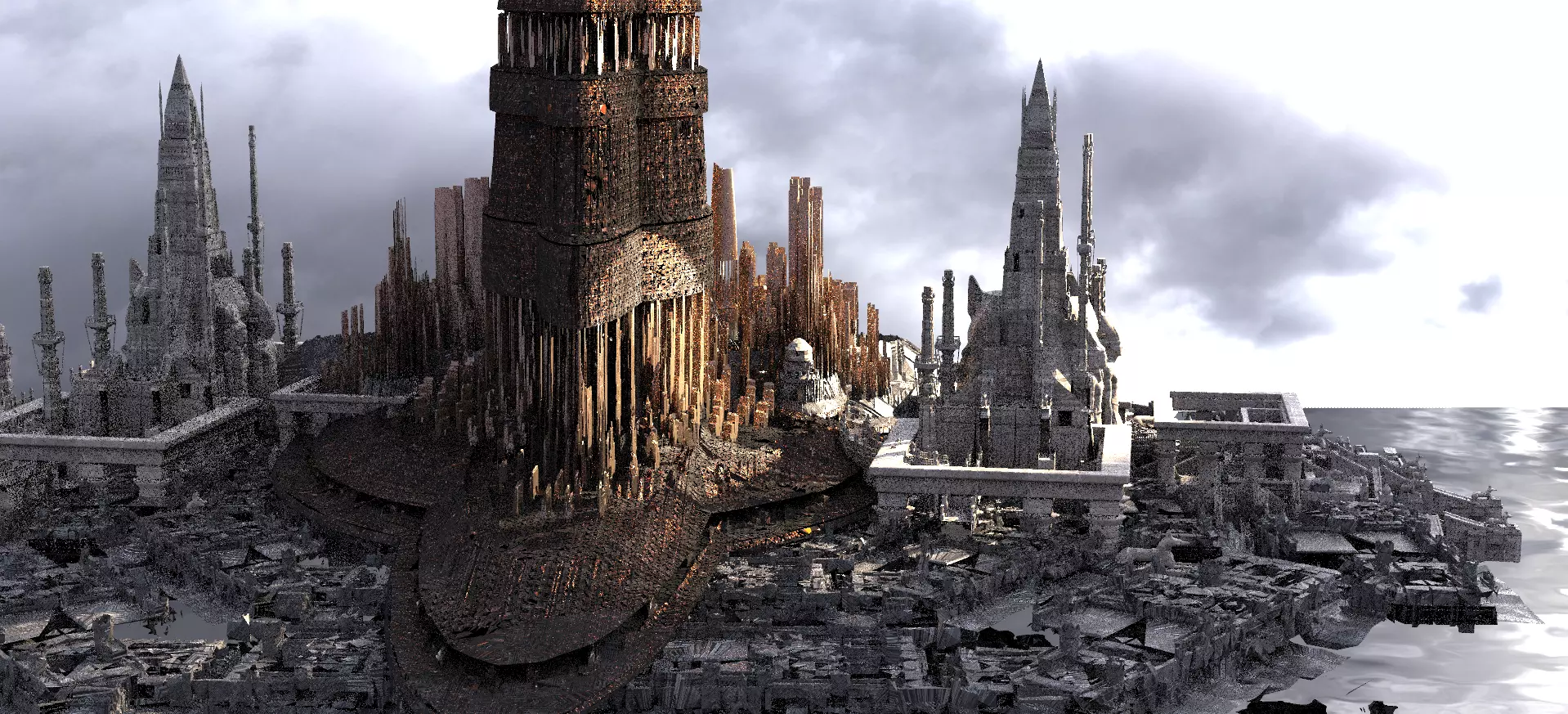 High Senate tower City Kit bash set 3D model_0