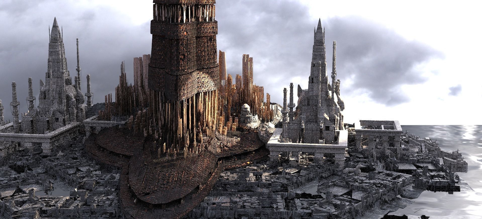 High Senate tower City Kit bash set 3D model_1