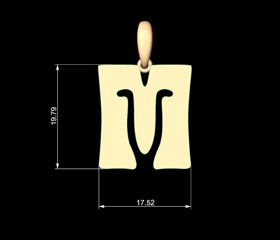 Initial Letters Pendant Gruvilicious M 3D print model_5