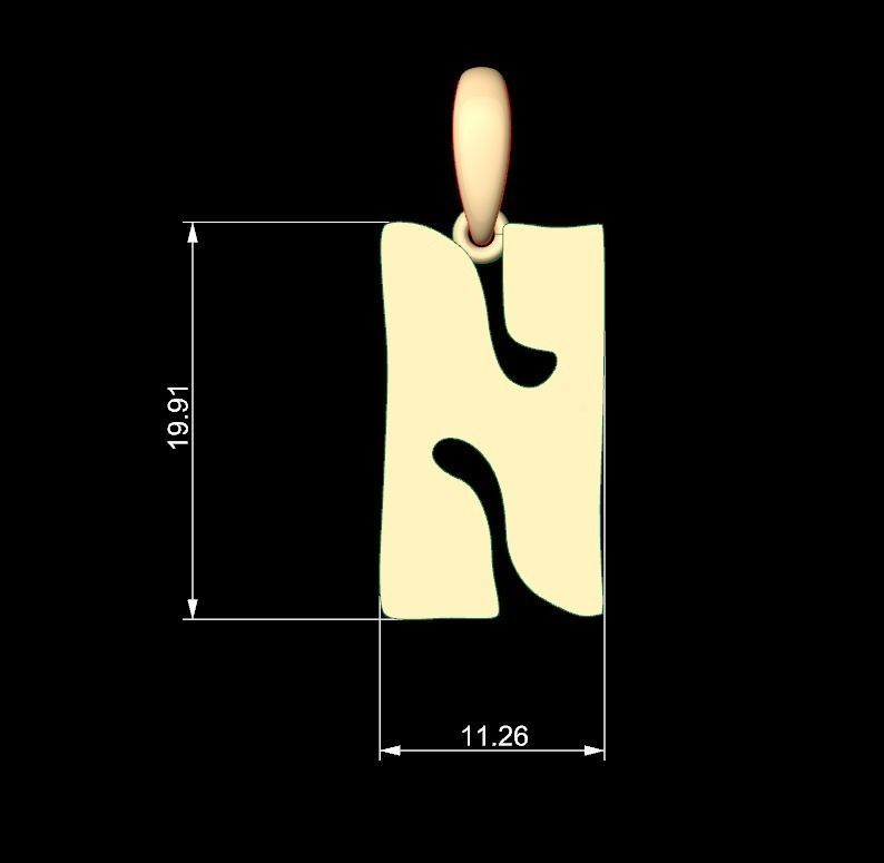 Initial Letters Pendant Gruvilicious N 3D print model_4