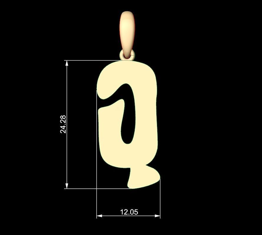 Initial Letters Pendant Gruvilicious Q 3D print model_4