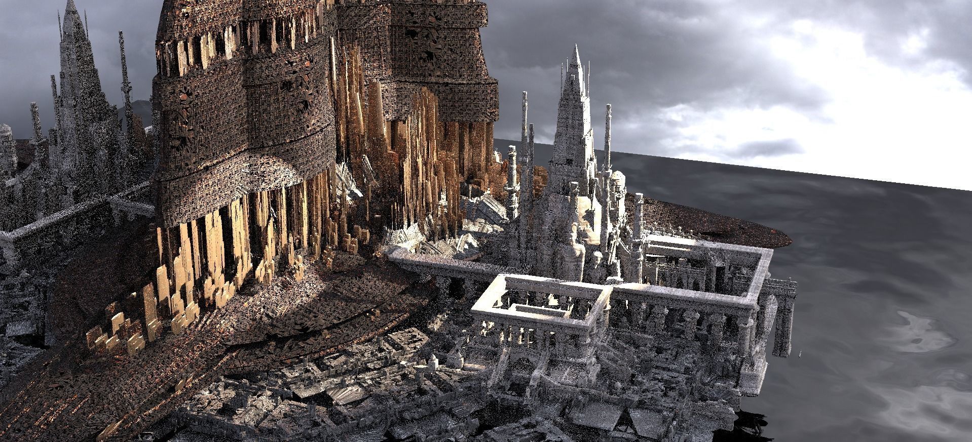 Alien High council Chambers and streets 3D model_1