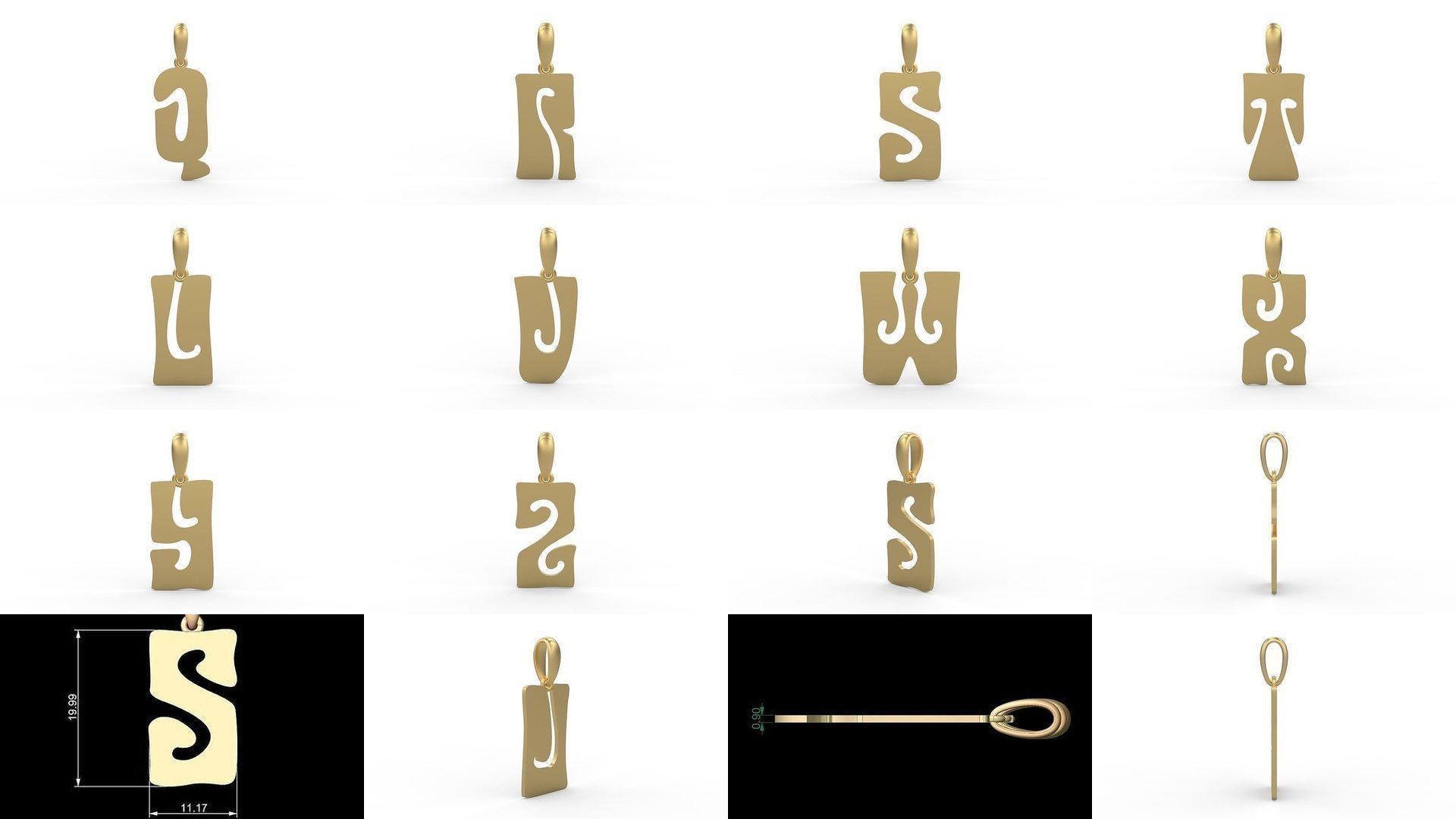 Initial Letters Pendant Alphabets Gruvilicious 3D Model Collection_1