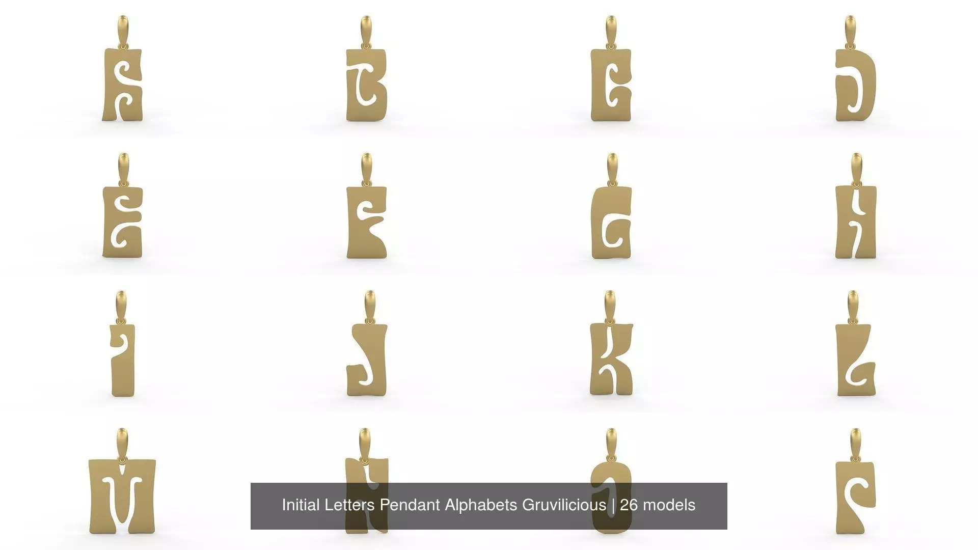 Initial Letters Pendant Alphabets Gruvilicious 3D Model Collection_0