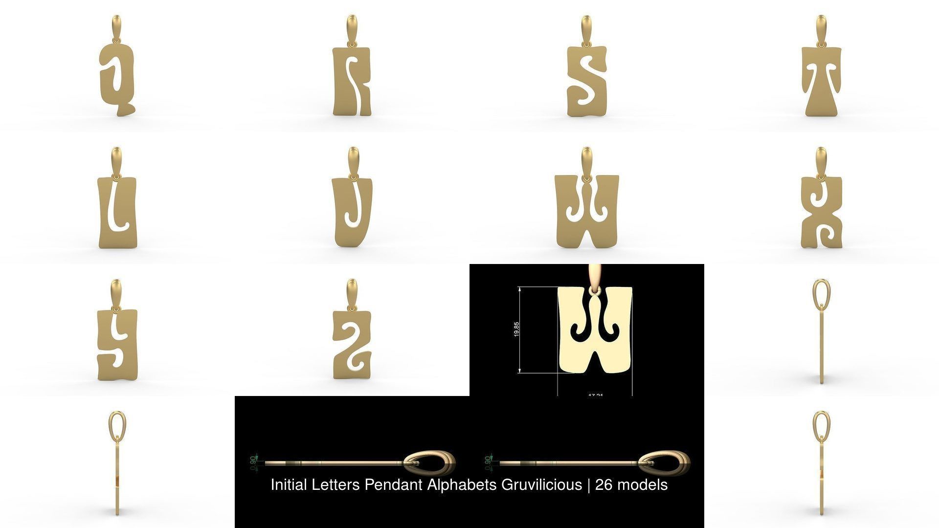 Initial Letters Pendant Alphabets Gruvilicious 3D Model Collection_2