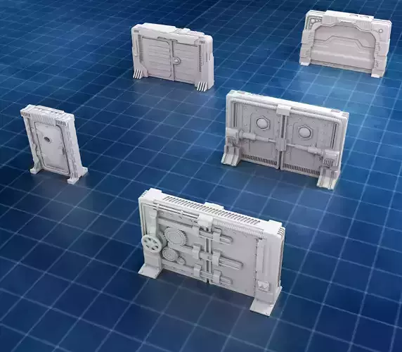 PACK 5 SCI FI DOORS 3D print model