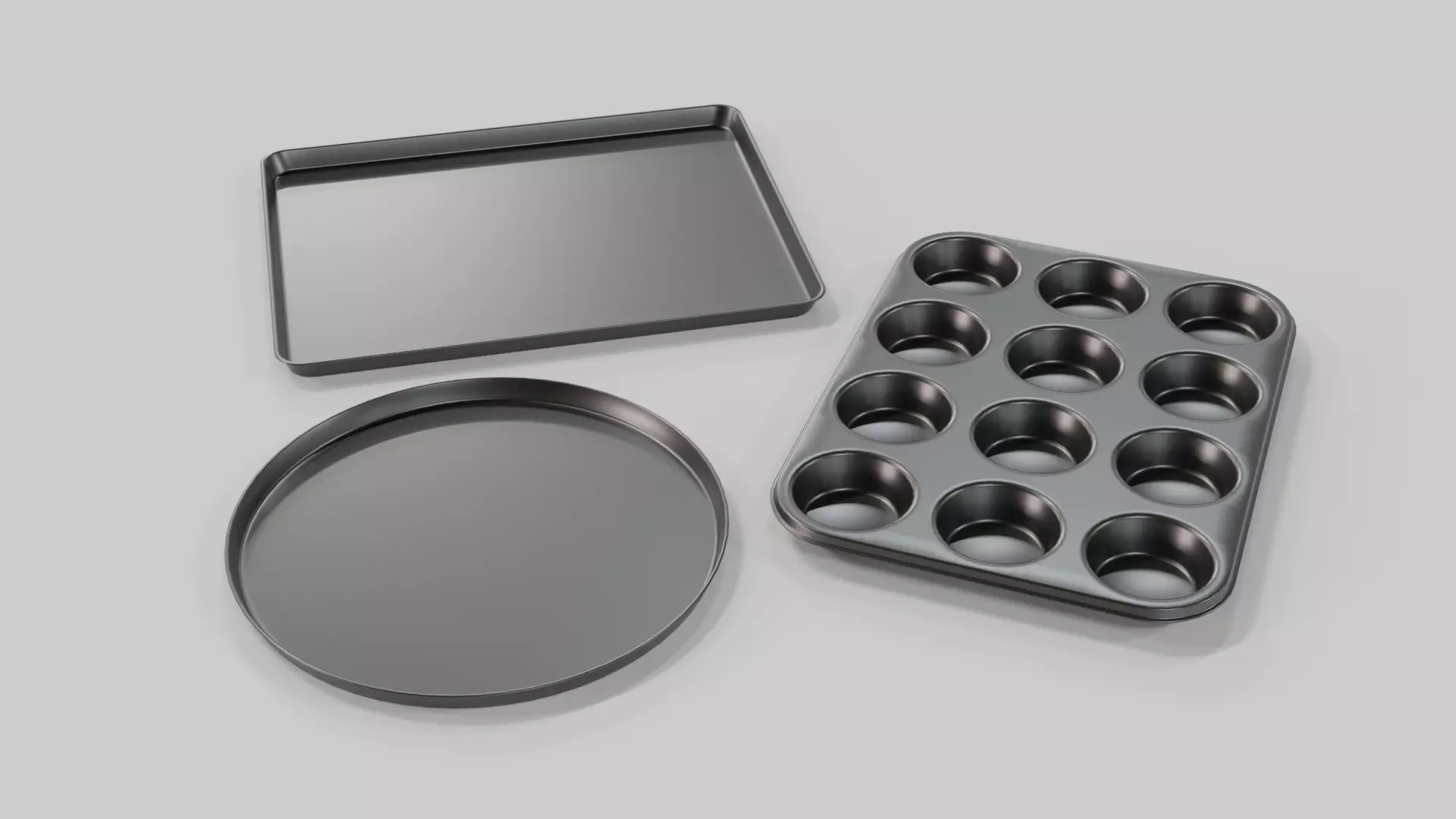 Baking Tray Set 3D model_0