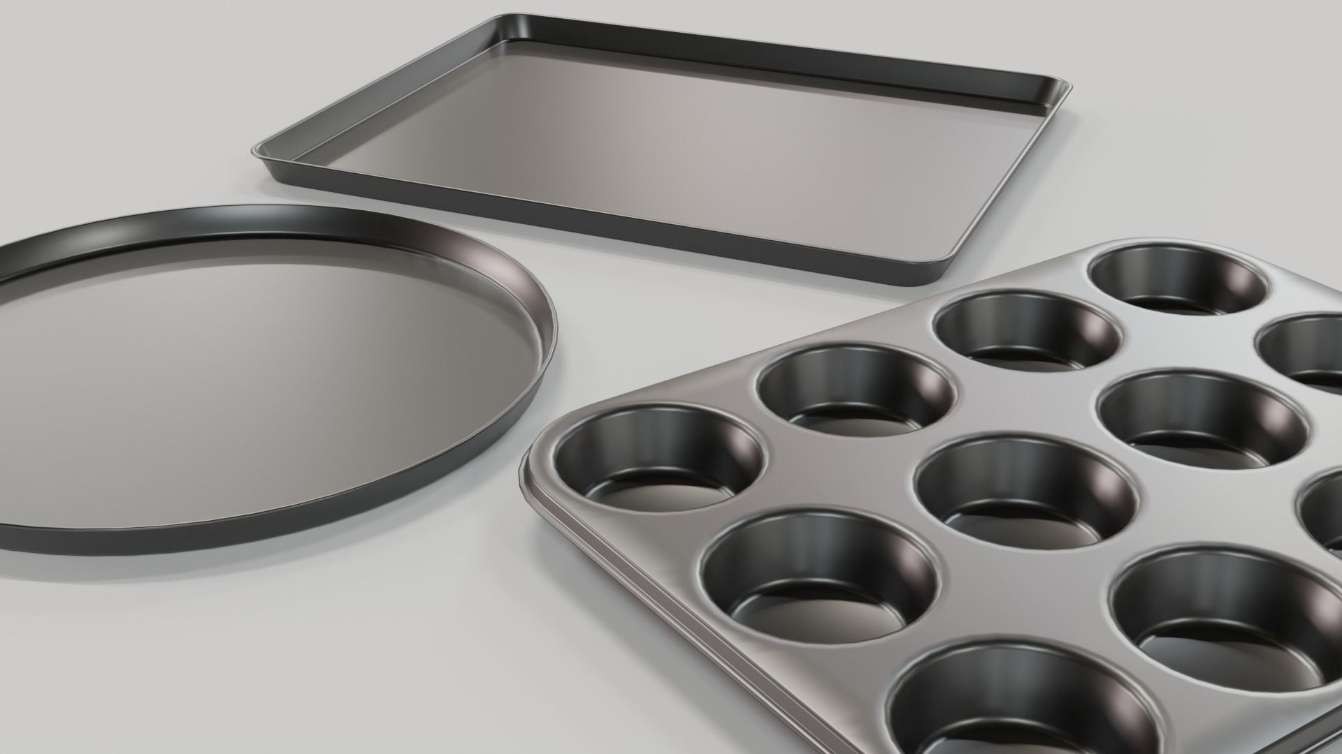 Baking Tray Set 3D model_2