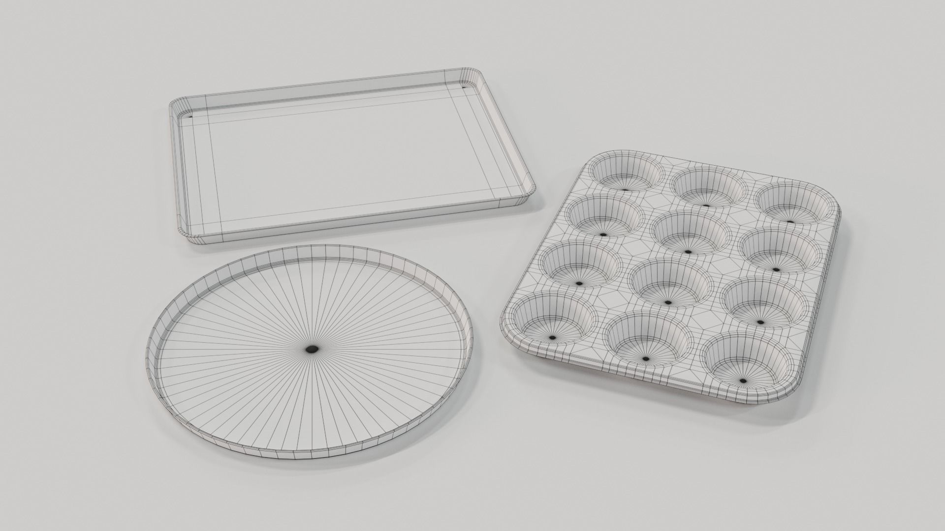 Baking Tray Set 3D model_1