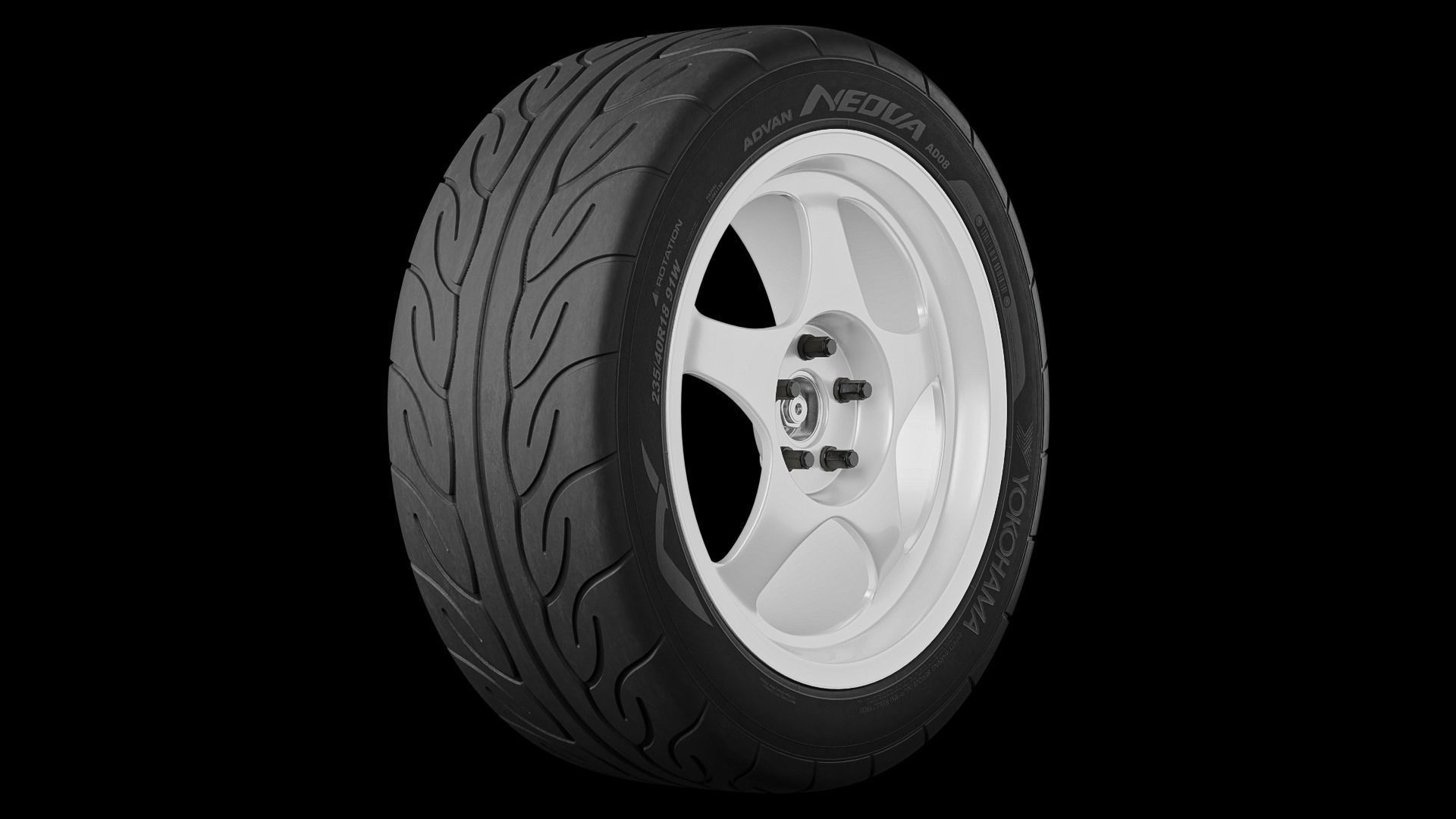 Yokohama Advan Neova AD08 Semi-Slick Tyre Free 3D model_1