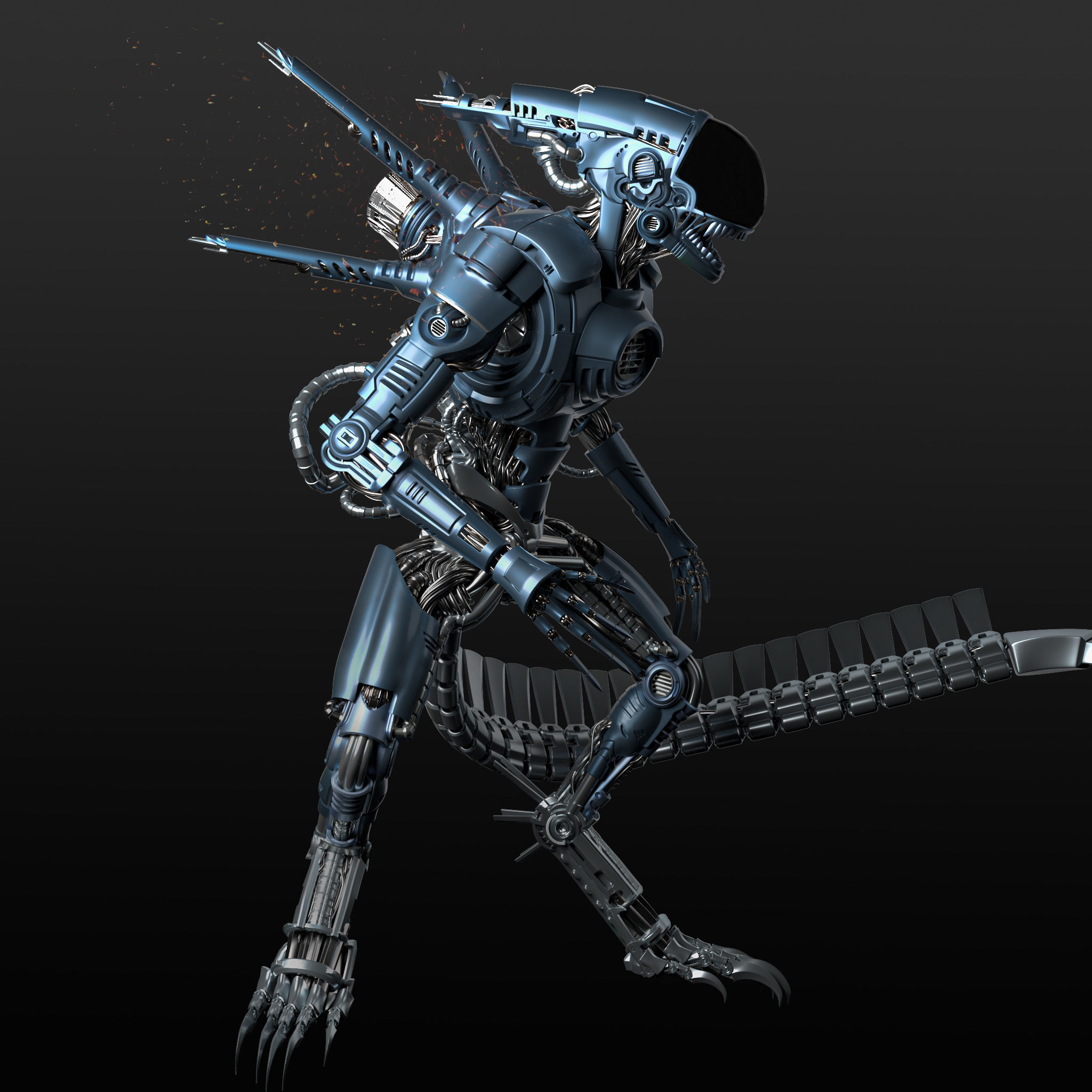 Mecha Xenomorph Alien 3D model_2