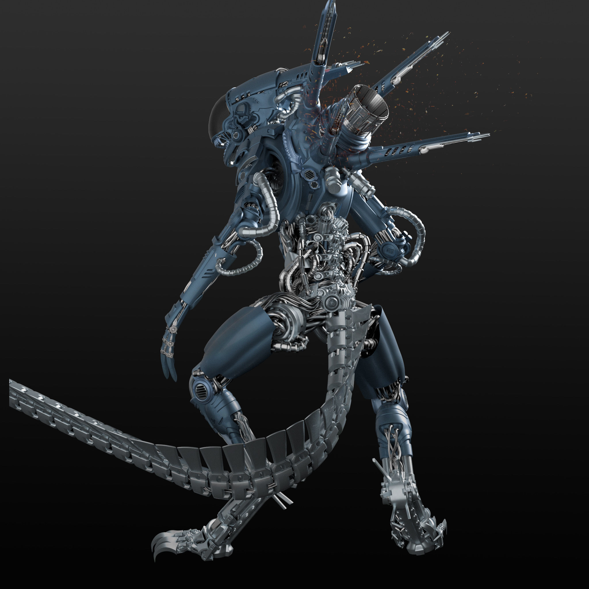 Mecha Xenomorph Alien 3D model_3