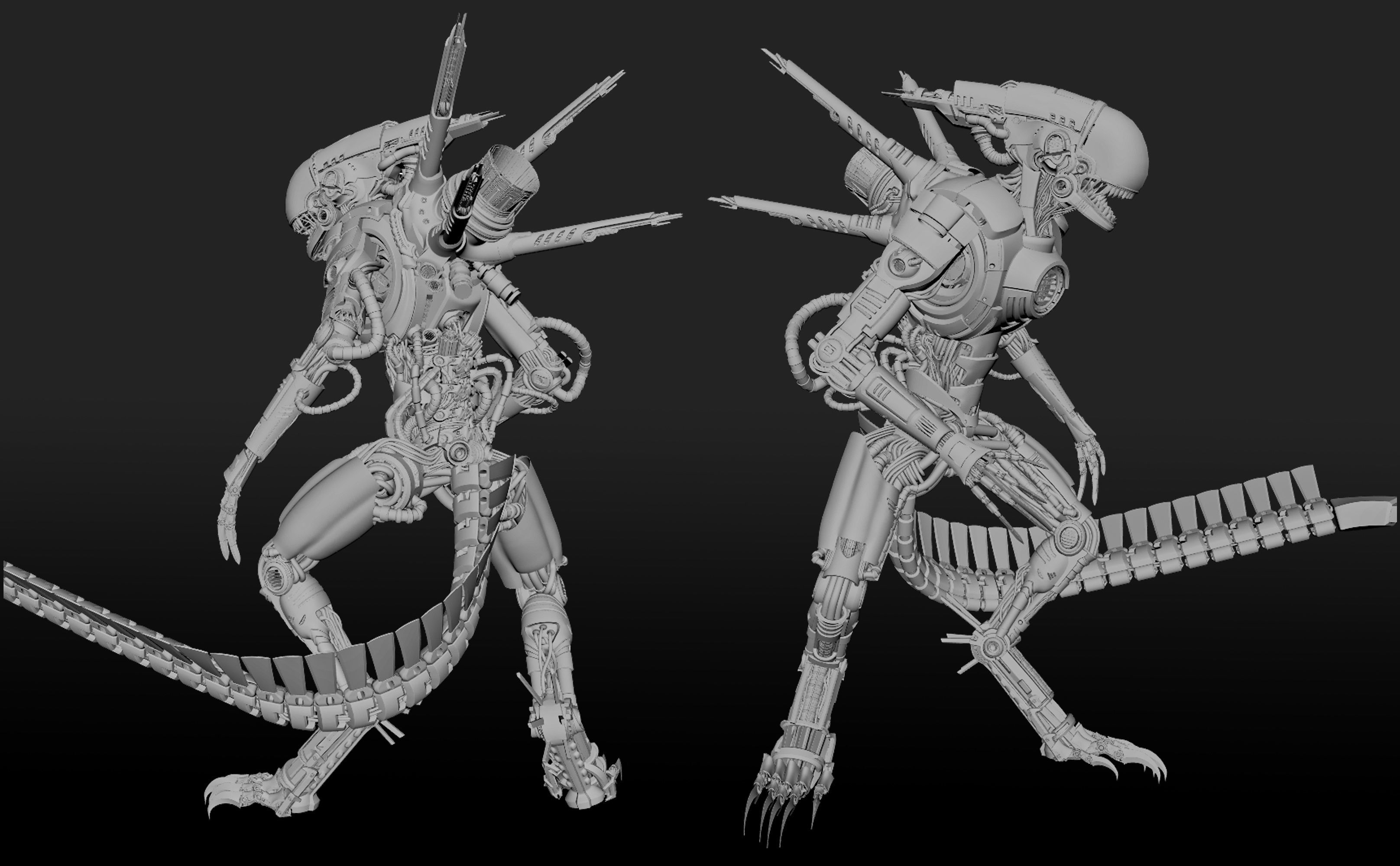 Mecha Xenomorph Alien 3D model_4