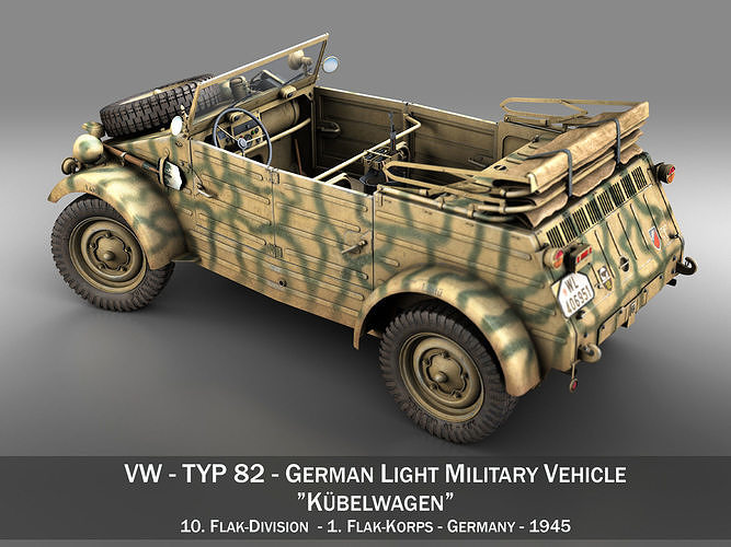 VW - Typ 82 - Kuebelwagen - 10 Flak Division 3D model