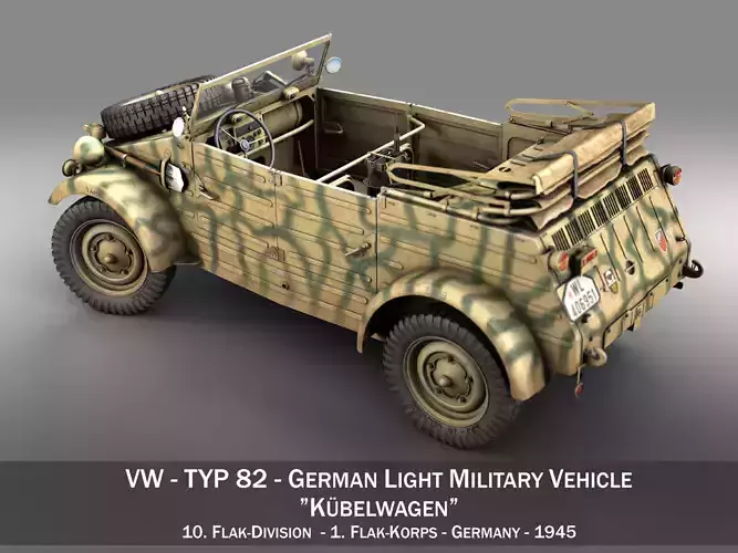 VW - Typ 82 - Kuebelwagen - 10 Flak Division 3D model