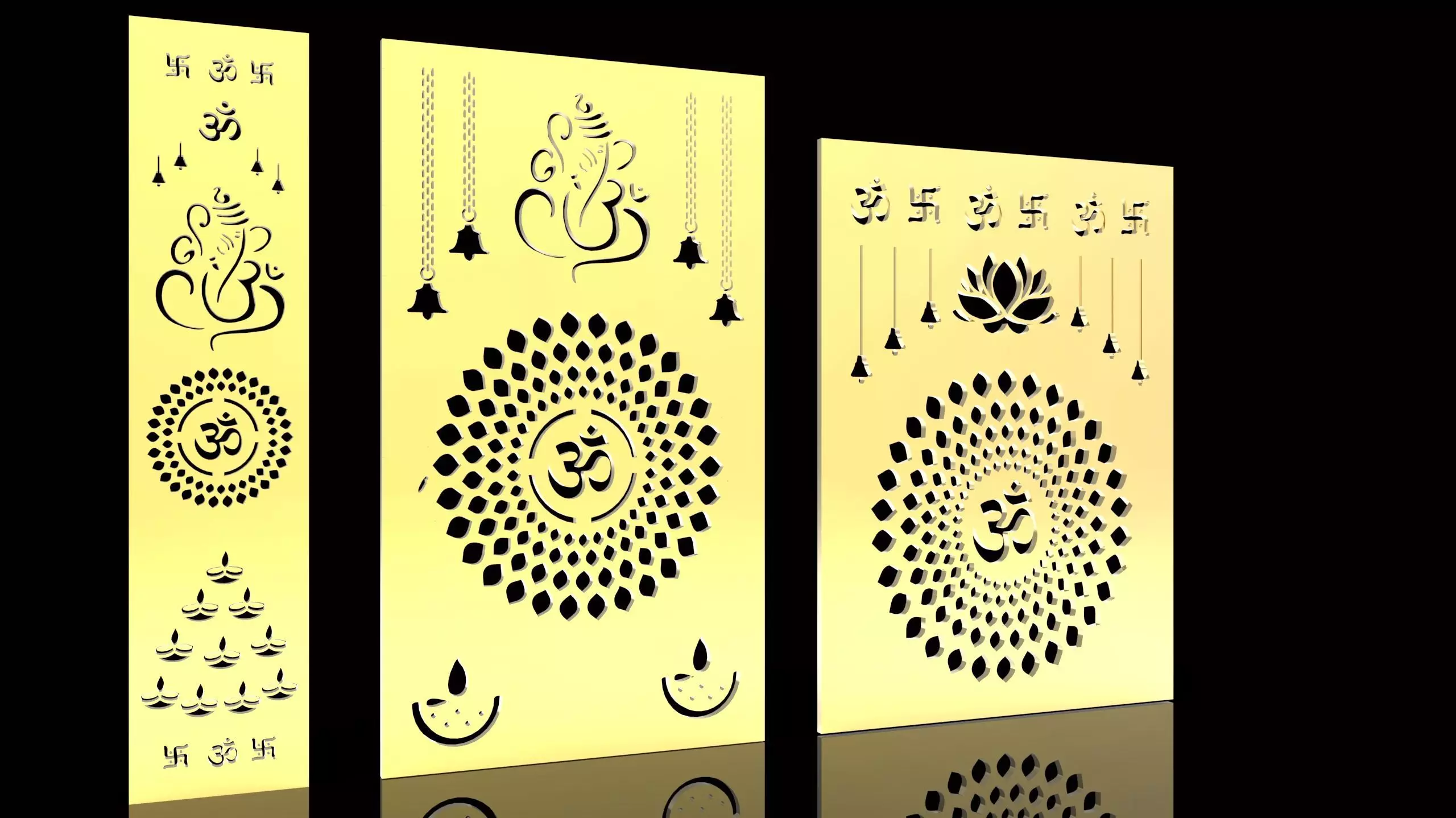 3d model vector file of Ganesh ji temple cnc jali cutting 3D model