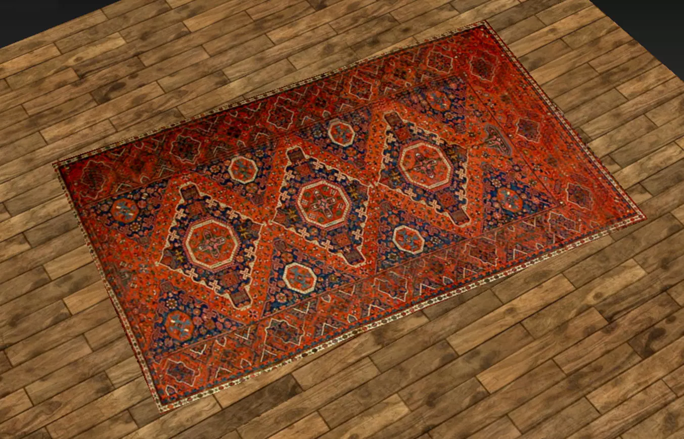 Wood Floor and Carpet - Game Ready Low-poly 3D model_0