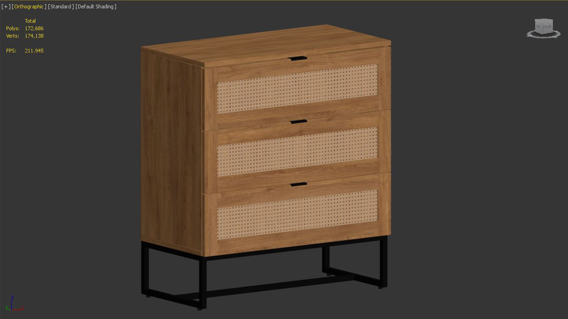Scandinavian chest of 3 drawers 3D model_3