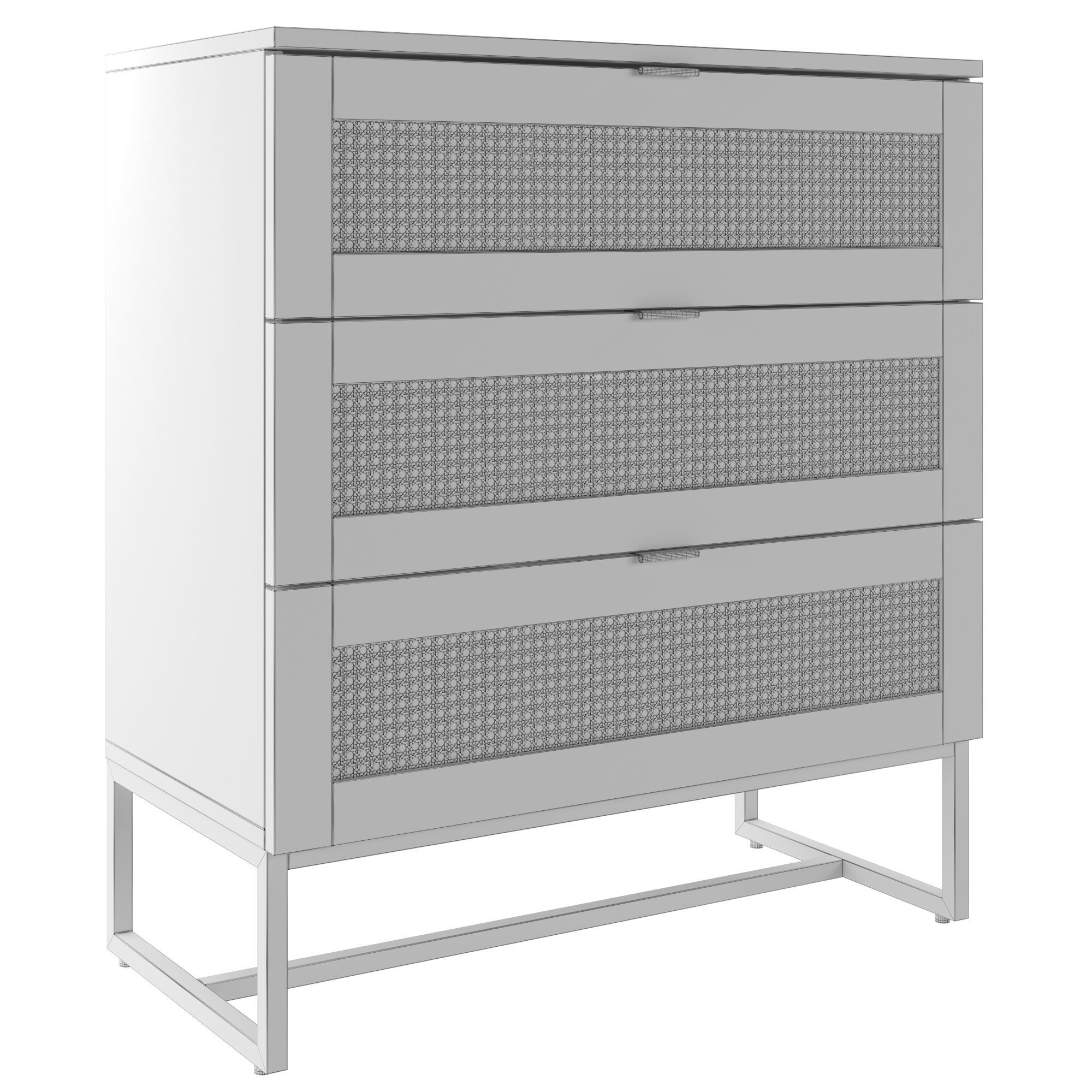 Scandinavian chest of 3 drawers 3D model_2