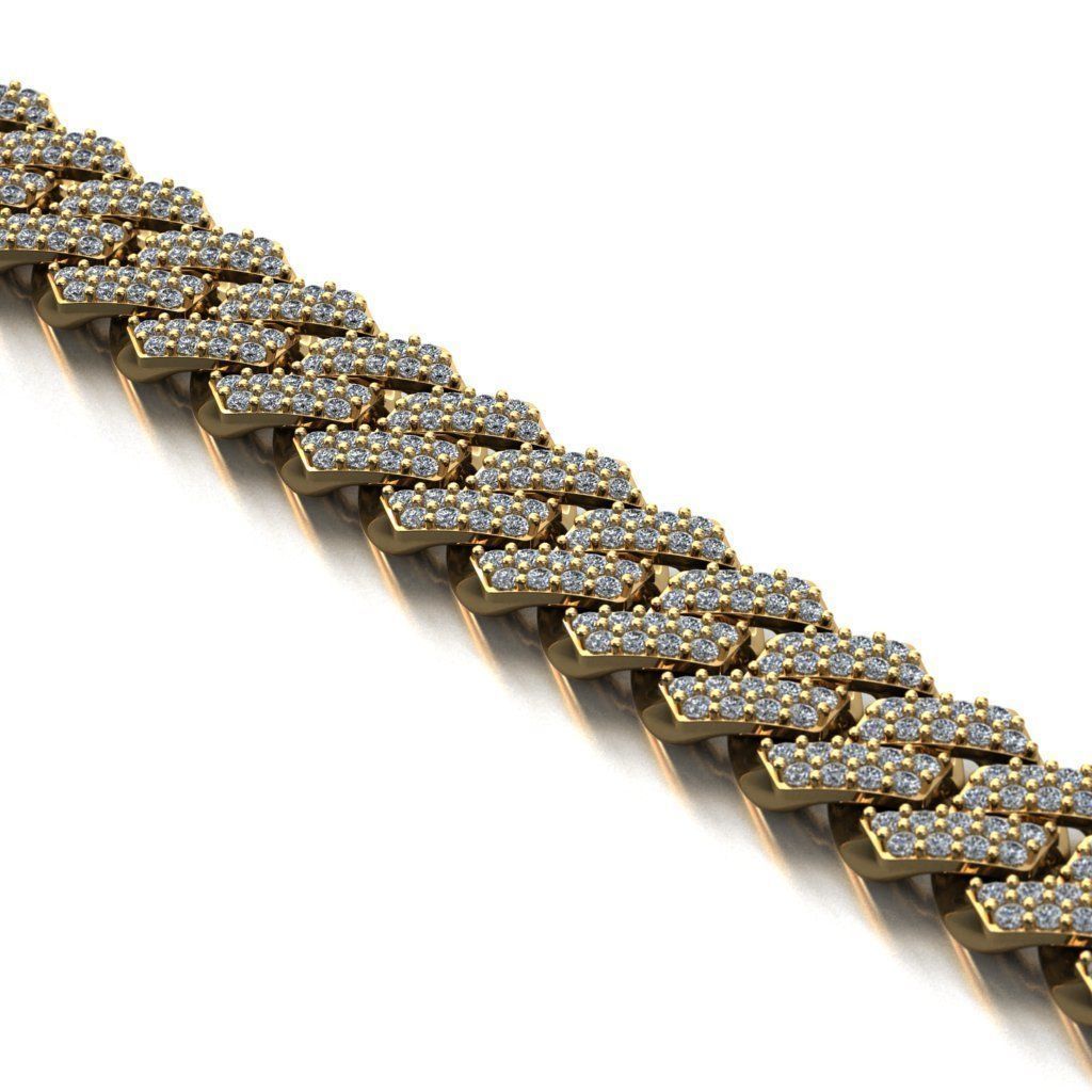 12 MM CUBAN LINK CHAIN 2 ROWS DIAMOND BRACELET OR NECKLACE 3D print model_4