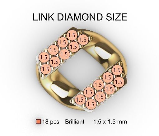 12 MM CUBAN LINK CHAIN 2 ROWS DIAMOND BRACELET OR NECKLACE 3D print model_11