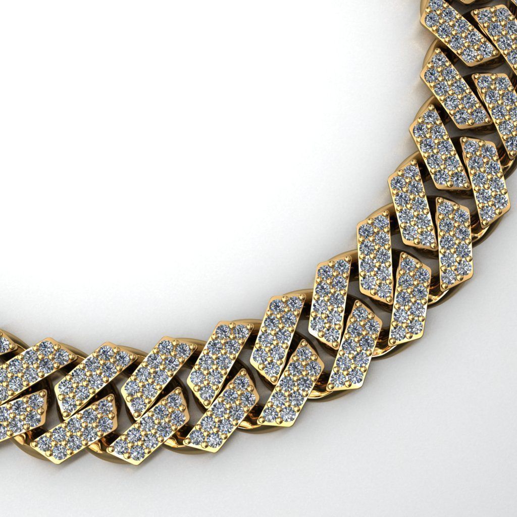 12 MM CUBAN LINK CHAIN 2 ROWS DIAMOND BRACELET OR NECKLACE 3D print model_2