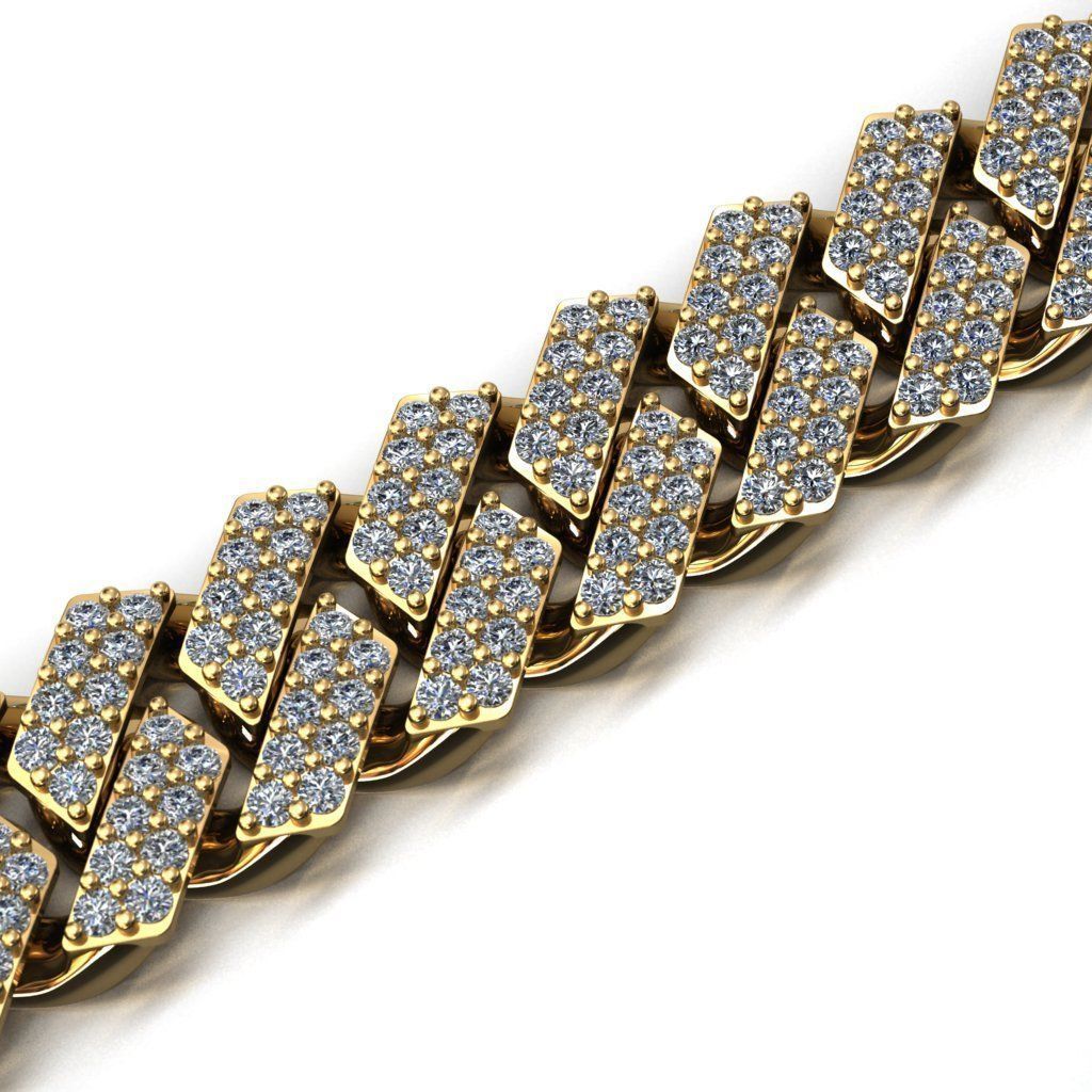12 MM CUBAN LINK CHAIN 2 ROWS DIAMOND BRACELET OR NECKLACE 3D print model_3