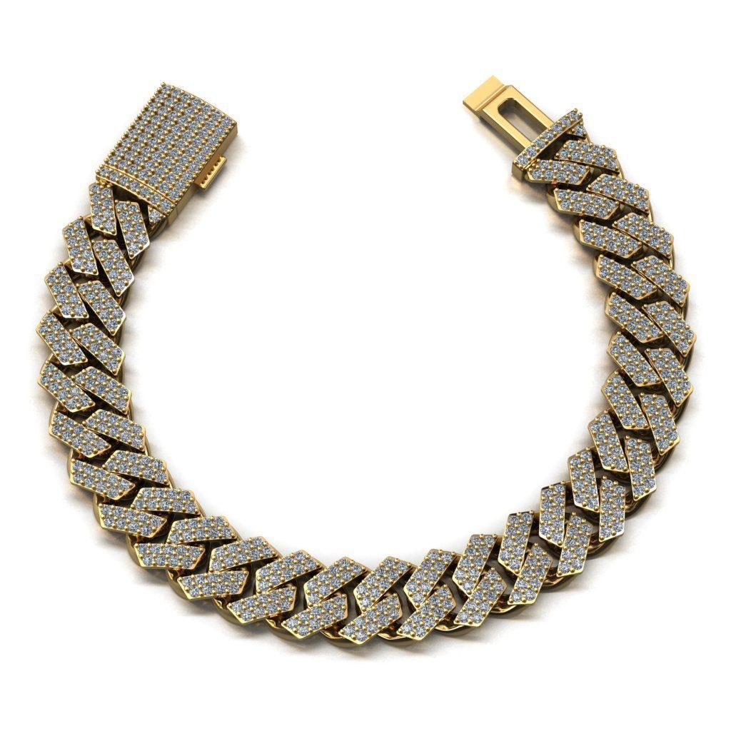 12 MM CUBAN LINK CHAIN 2 ROWS DIAMOND BRACELET OR NECKLACE 3D print model_5