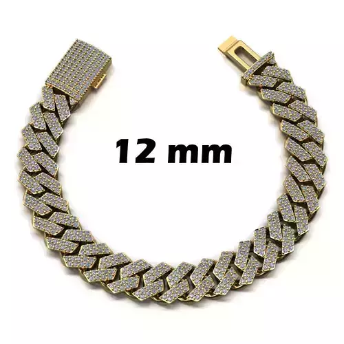 12 MM CUBAN LINK CHAIN 2 ROWS DIAMOND BRACELET OR NECKLACE 3D print model