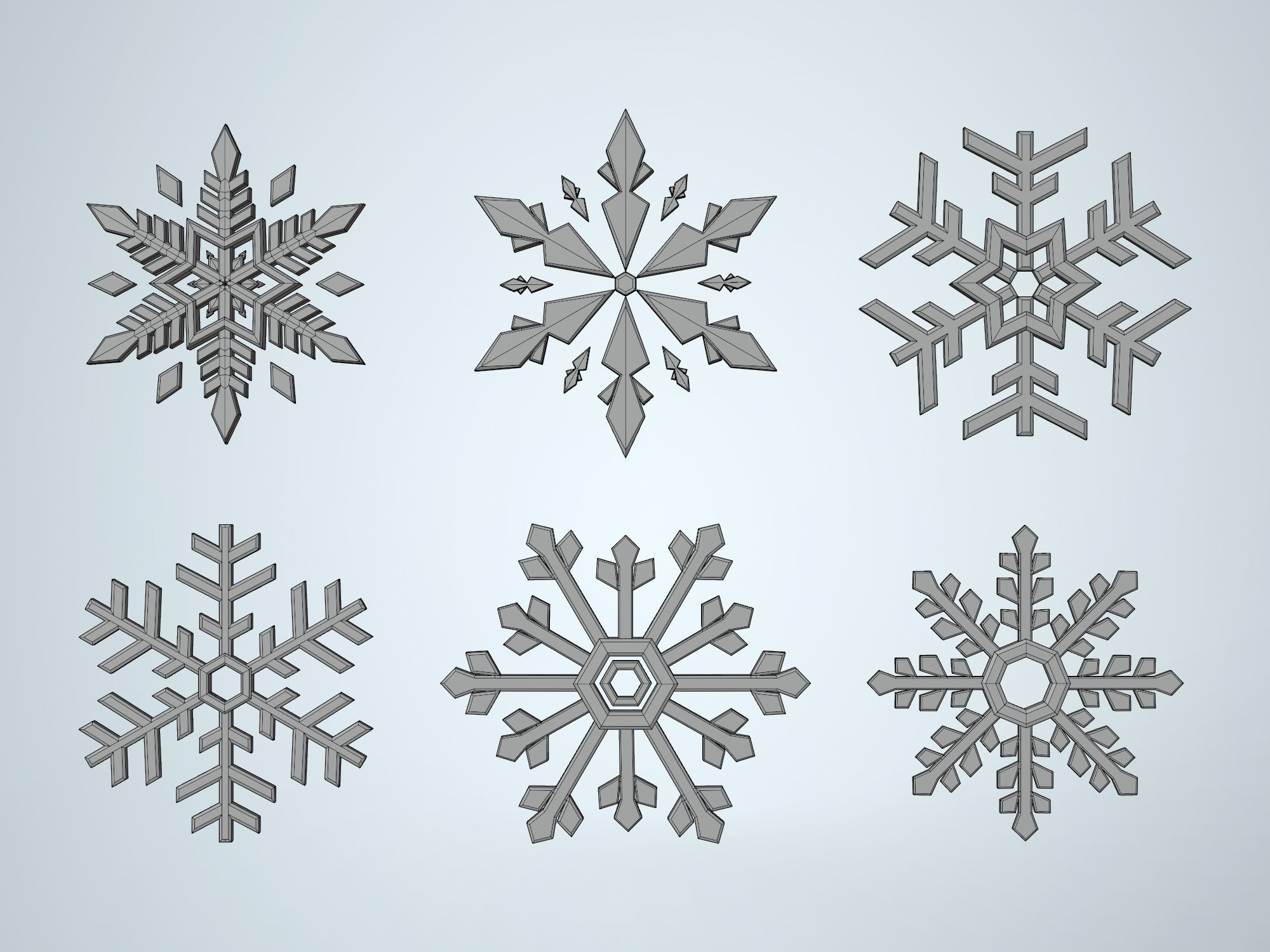 Snowflake winter  3D model_1