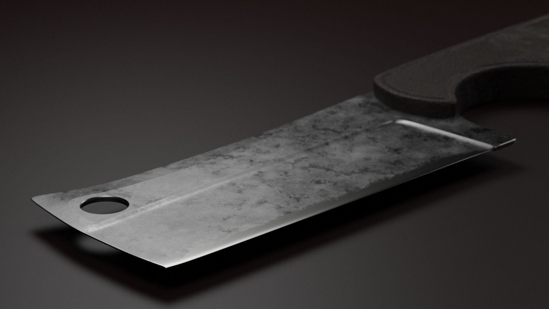 Cleaver Meat Knife Old 3D model_2