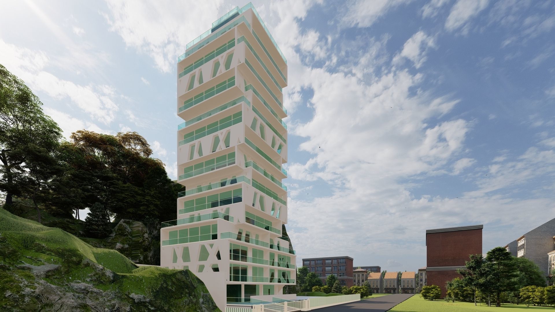 Cube Orange Tower 3D model_3