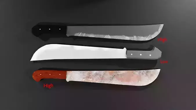 Machete pack Low-poly 3D model