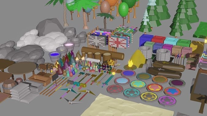 set for prg games Low-poly 3D model