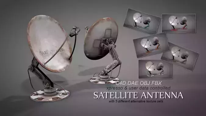 Satellite Antenna with User Data Controls Low-poly 3D model