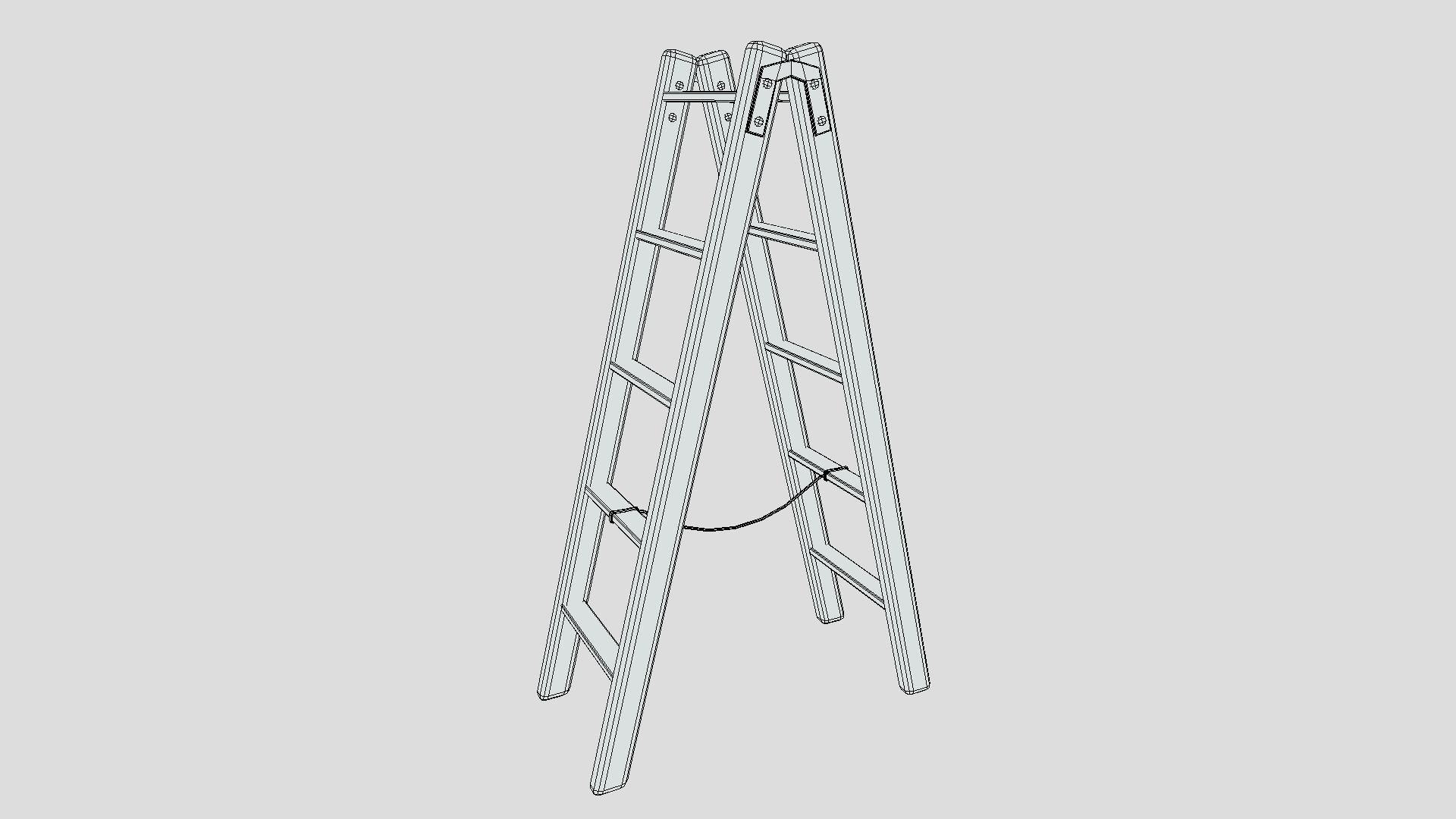 Low Poly Cartoon Wooden Ladder Low-poly 3D model_9