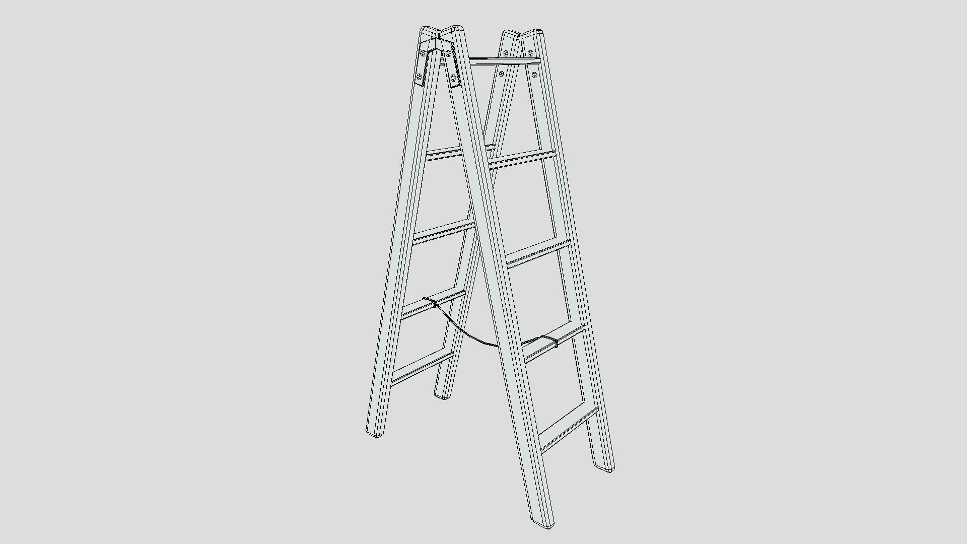 Low Poly Cartoon Wooden Ladder Low-poly 3D model_15